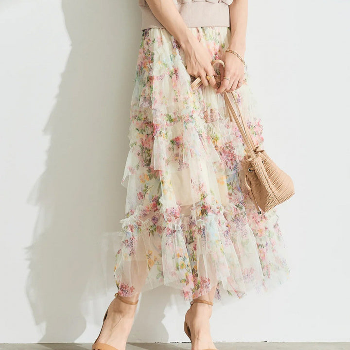 Dame lagdeling blomster maxi nederdel Stilla
