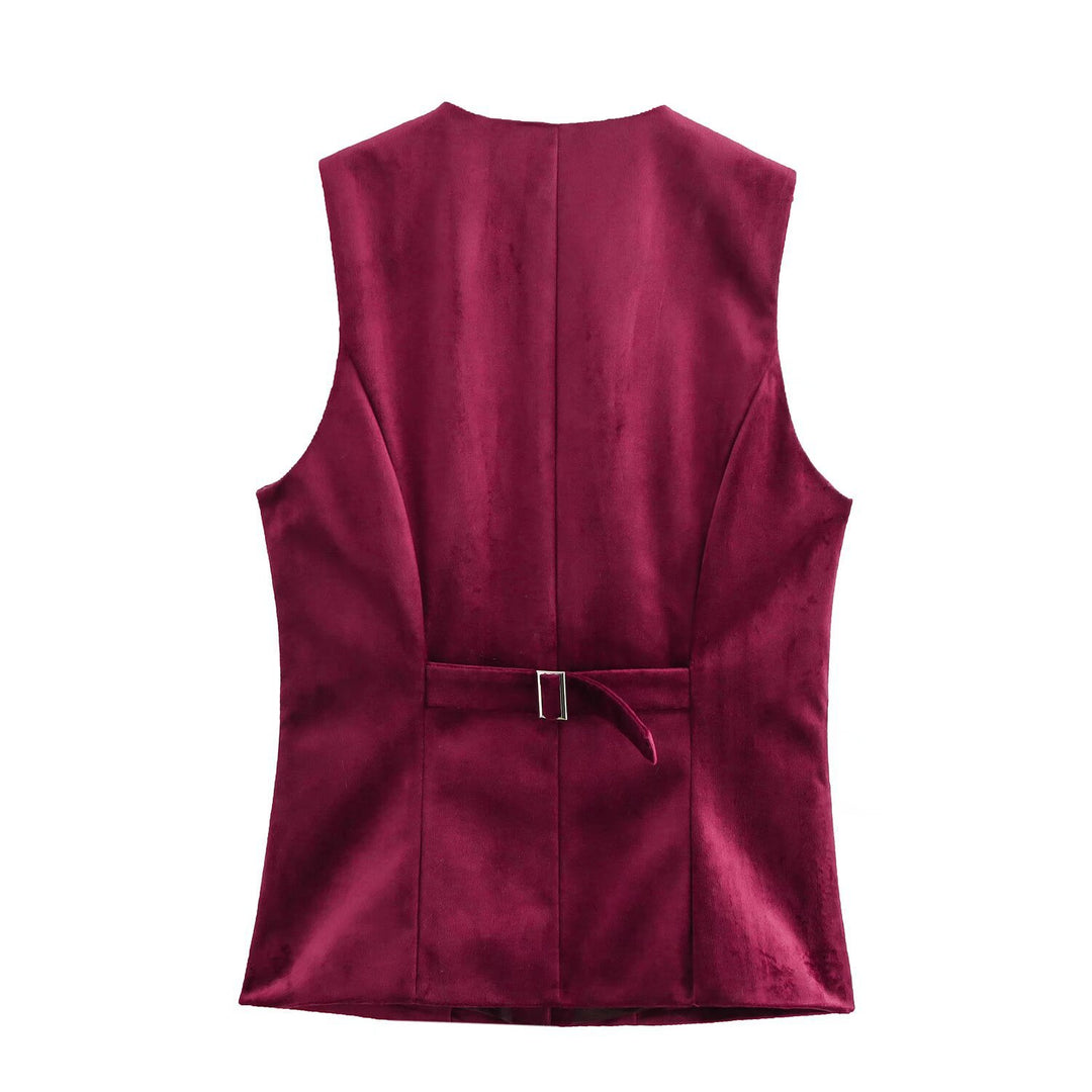 Dame Elegant Satin-vest med figursyet snit og knapdetaljer Stilla