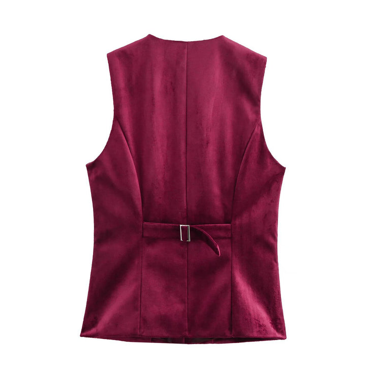 Dame Elegant Satin-vest med figursyet snit og knapdetaljer Stilla