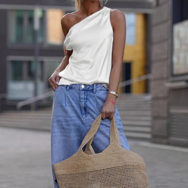 Dame asymmetrisk top med elegant crop-snit Stilla