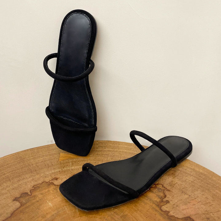 Femme Elegante Firkantet Tå Sklid Sandaler Stilla