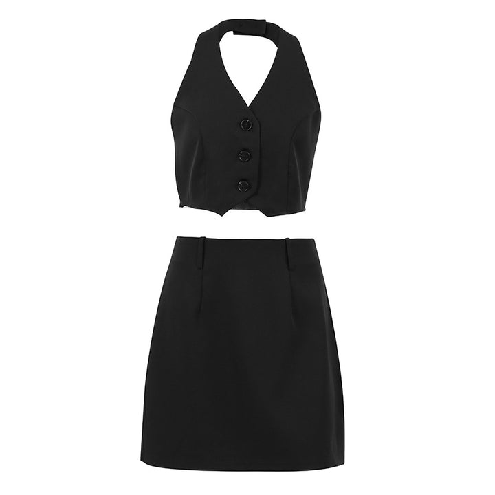 Dame Crop Top og Nederdel Sæt Stilla