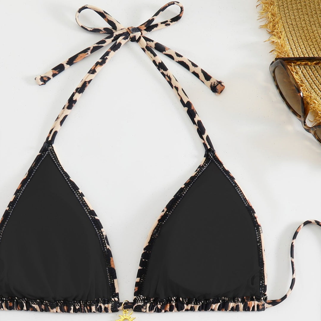 Dame triangel-bikini med legende dyreprint og justerbare bindebånd Skovae