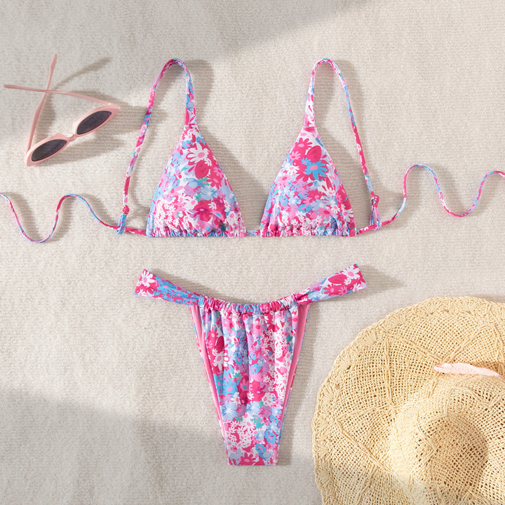 Dame Bikini-sæt med blomsterdesign og justerbar pasform Skovae