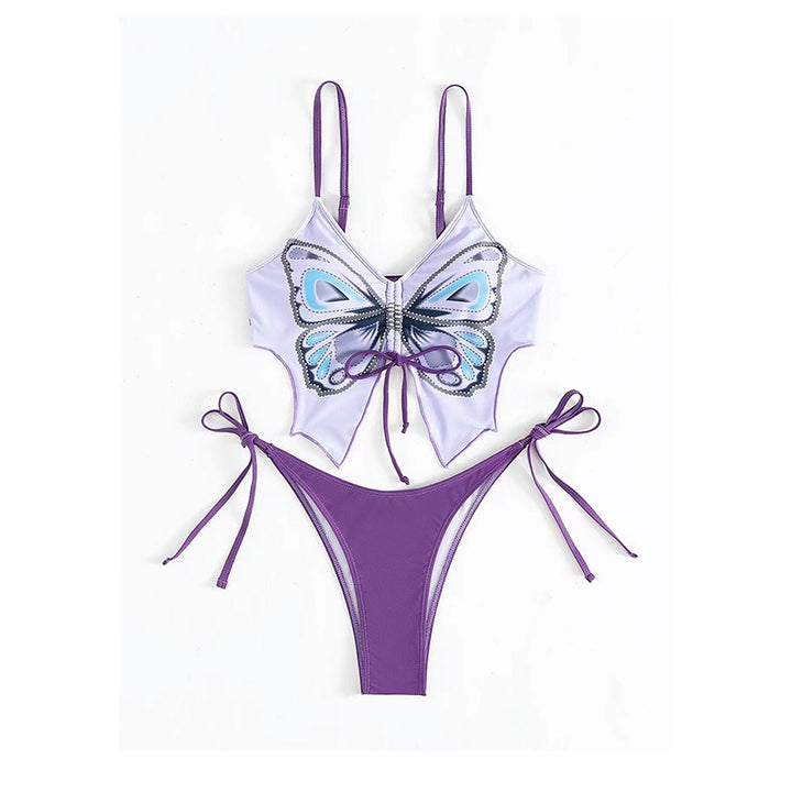 Dame Farverig Bikini-Sæt med Sommerfugl Design Skovae