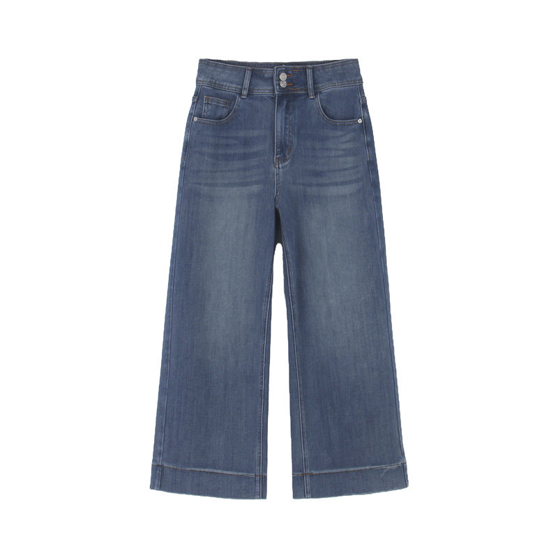 Dame elegante højvandsjeans med bred ben og høj talje Stilla