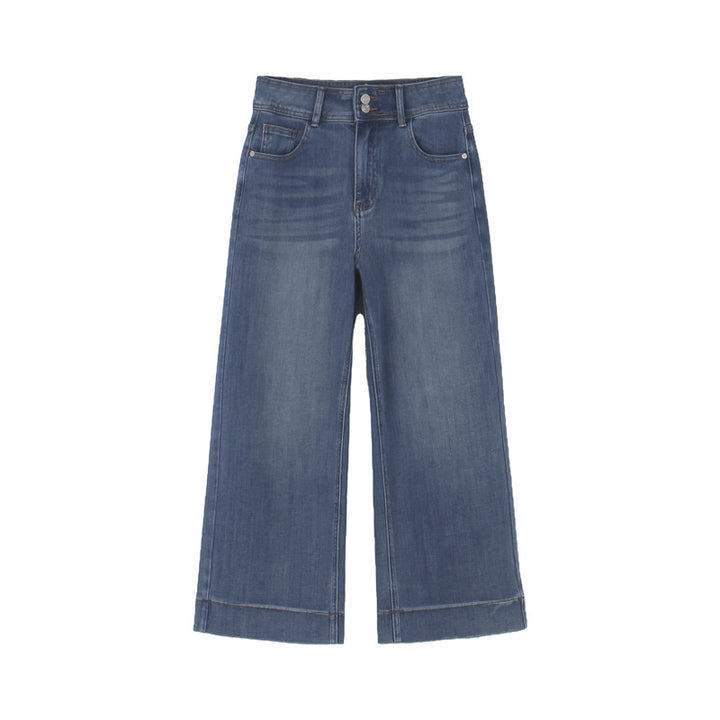 Dame elegante højvandsjeans med bred ben og høj talje Stilla