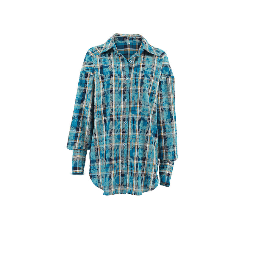 Dame Oversized Skjorte i Ternet Mønster Stilla