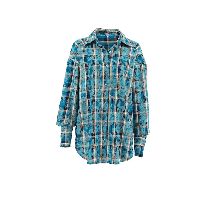 Dame Oversized Skjorte i Ternet Mønster Stilla