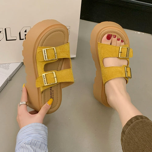 Dame platform-sandaler med dobbelt stropdesign og skridsikker sål Stilla