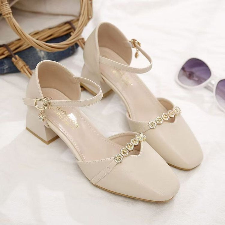 Dame elegant Slingback-pumps med modet rhinsten pynt Stilla