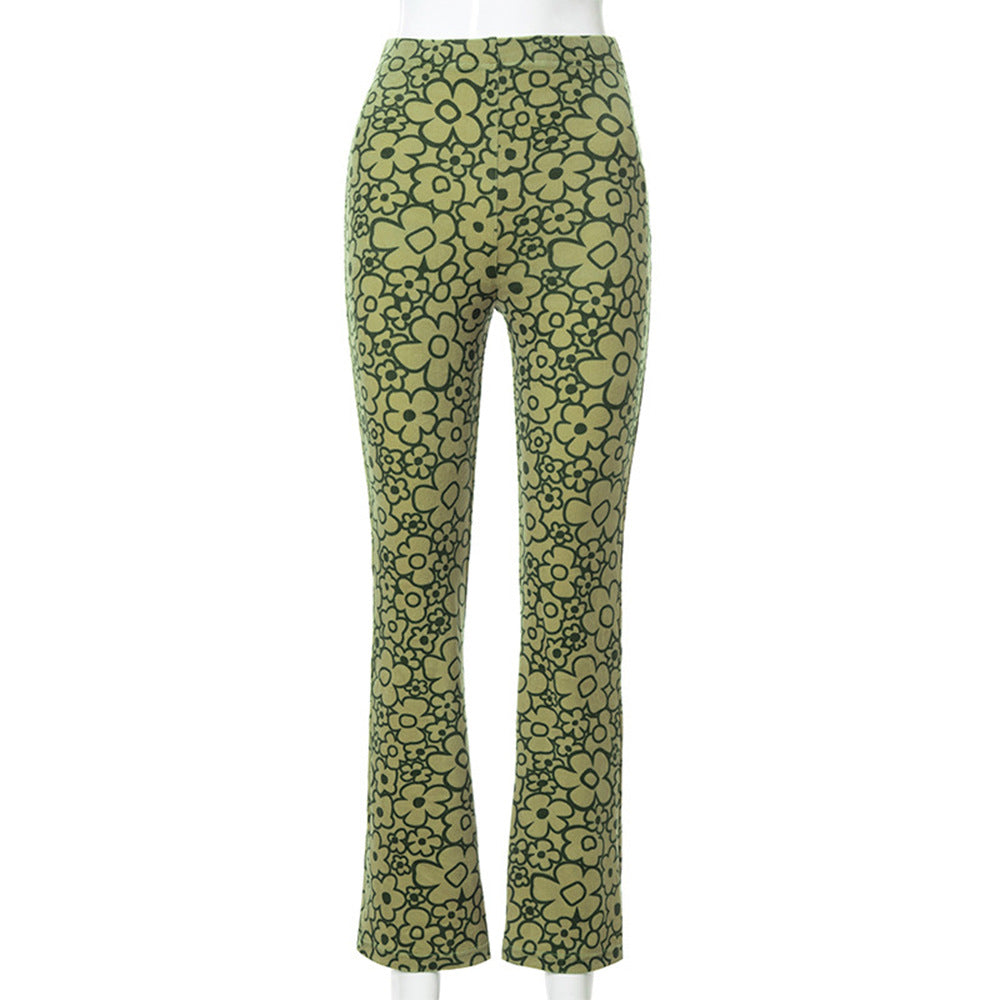 Dame Flared Jeans med blomstermønster og høj talje Stilla