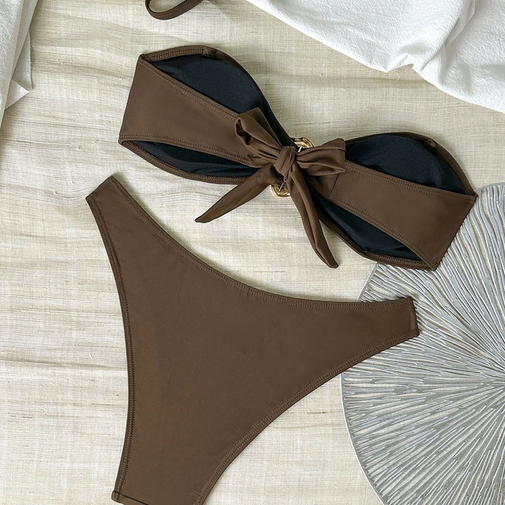Dame Bikini-sæt med elegant spænde og høj taljeudskæring Skovae