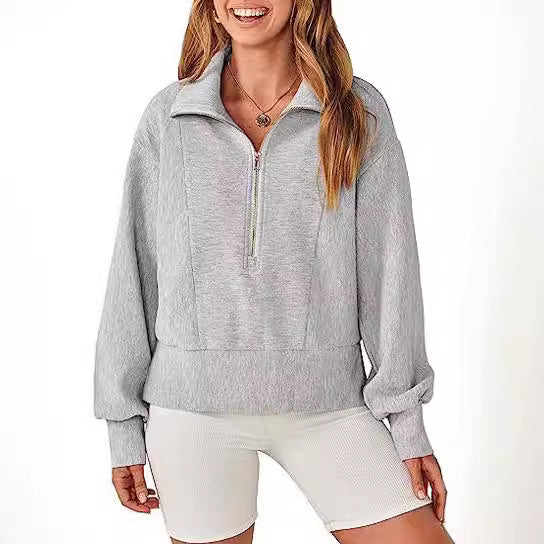Dame Sweatshirt med halvdelen lynlås og blødt materiale Stilla