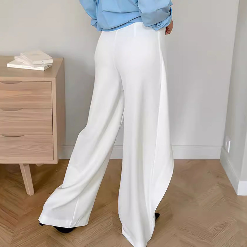 Dame elegant bredskårne palazzo-bukser med asymmetrisk design og høj talje Stilla