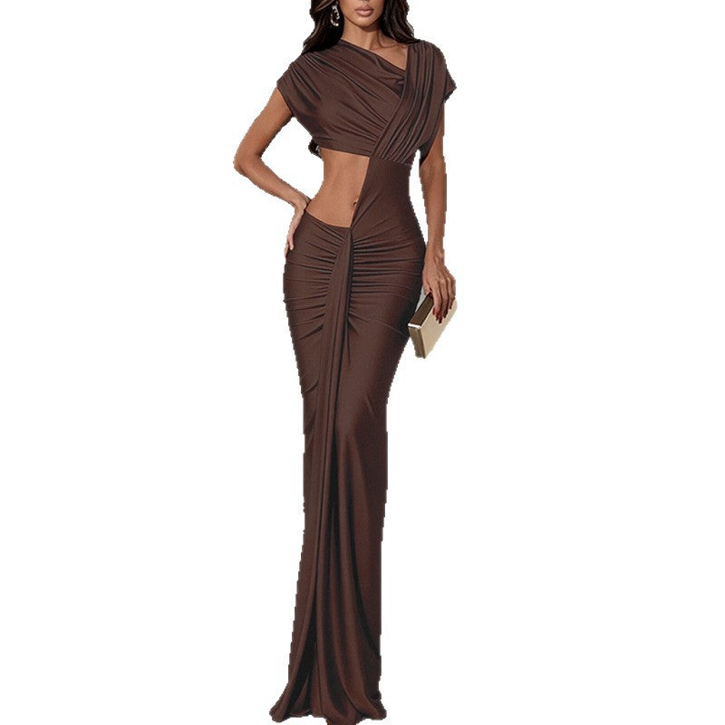 Kvinders elegante maxikjole med kunstnerisk snit og off-shoulder detaljer Stilla