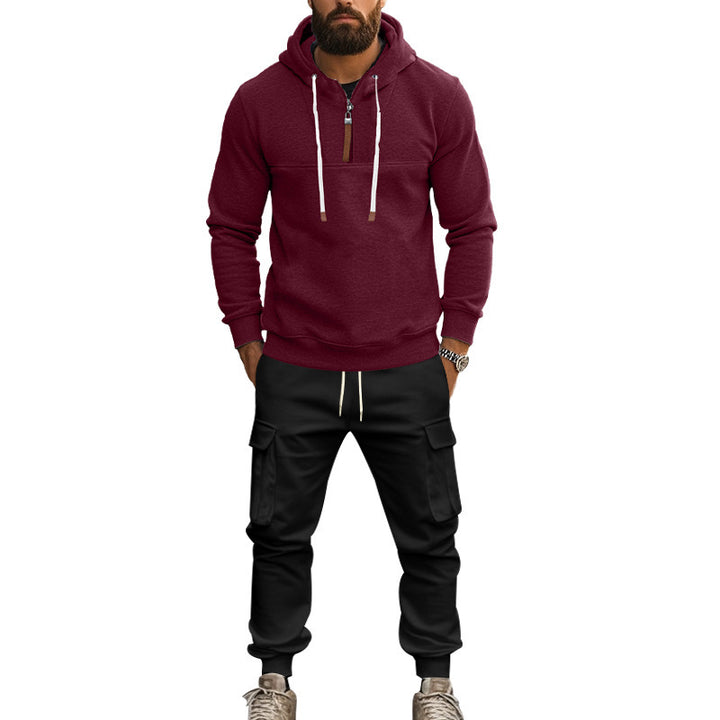 Herrer sporty hoodie-sæt med lynlås og praktiske lommer Stilla