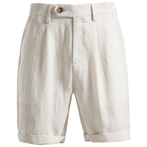 Herrer casual linned shorts med omslag og plisseringer Skovae
