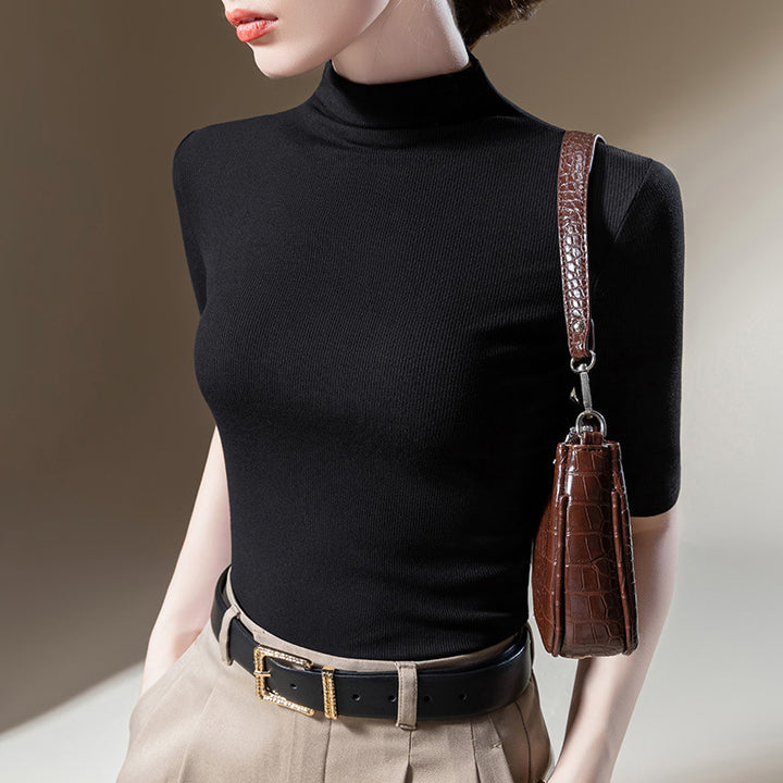 Dame Turtleneck Skjorte med fin ribstruktur og figurvenlig pasform Stilla