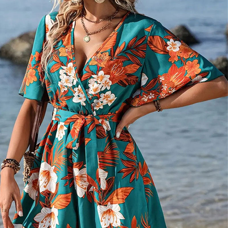 Dame Floral Print Wrap Overall Stilla