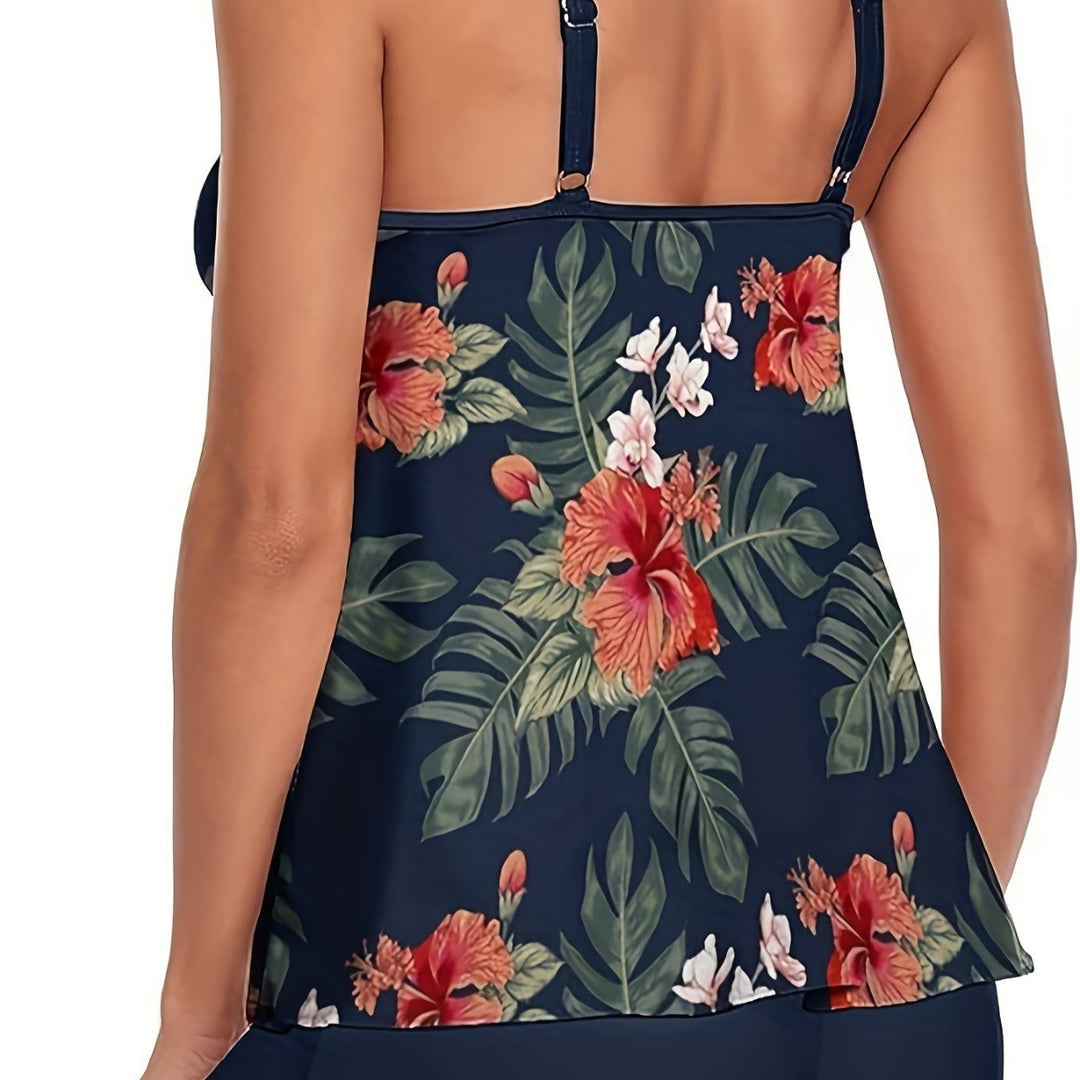 Dame Tankini med blomsterdesign og løs pasform Skovae