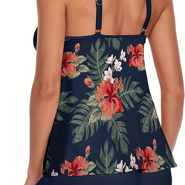 Dame Tankini med blomsterdesign og løs pasform Skovae