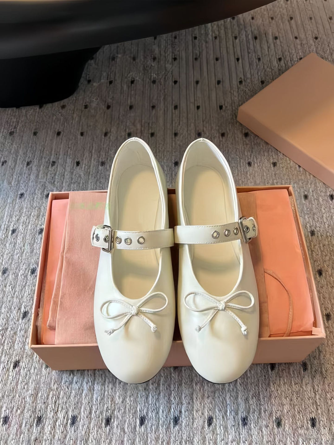 Dame Elegant Mary Jane Ballerina Sko med Sløjfe- og Spændeudsmykning Stilla