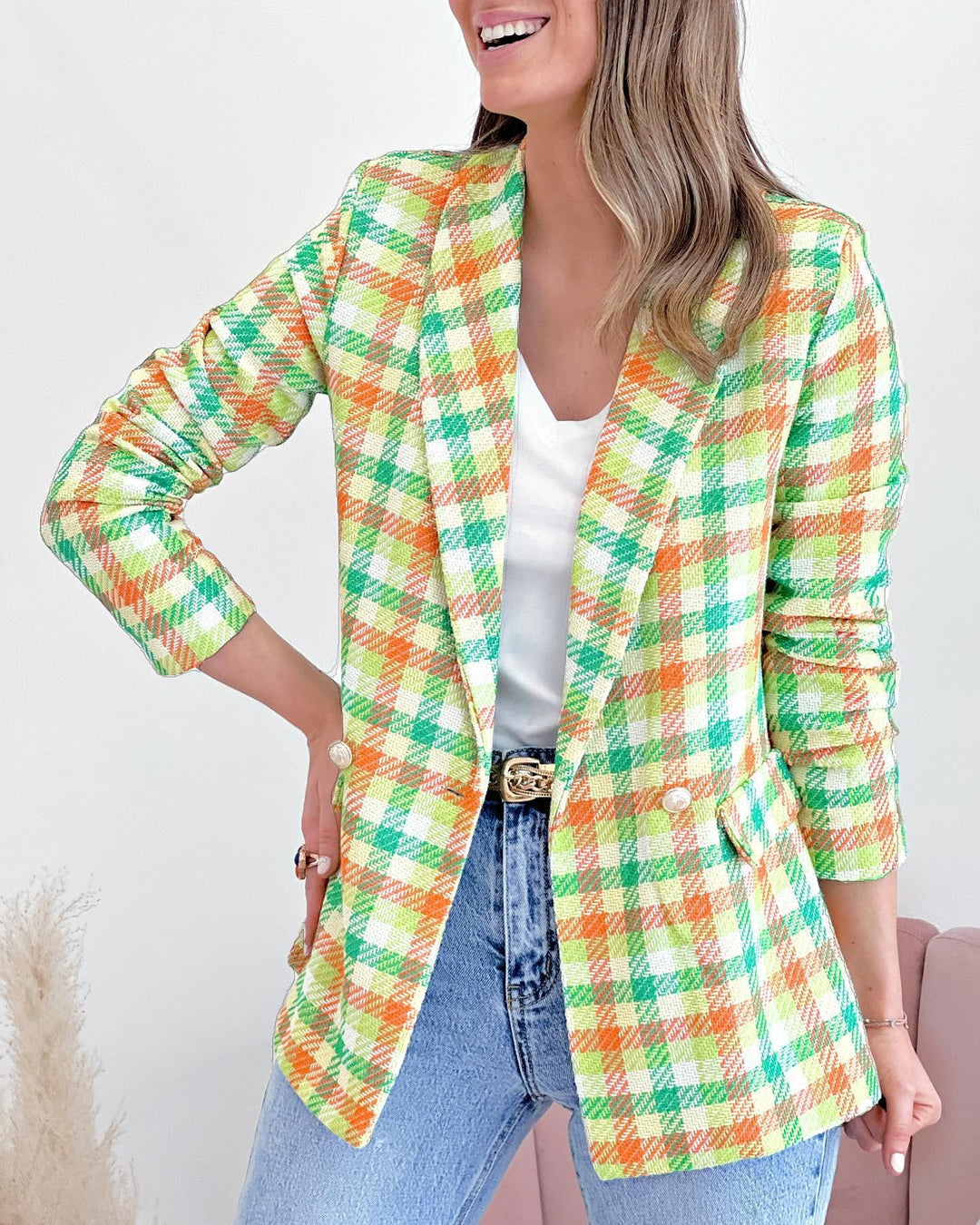 Dame mode Tweed-blazer med struktureret overmateriale og afslappet pasform Stilla