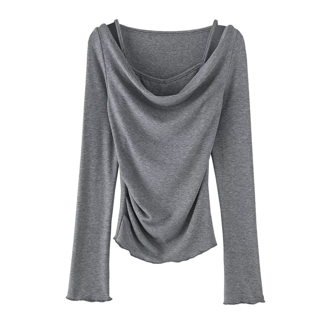 Dame elegant, afslappet top med draperet design Stilla