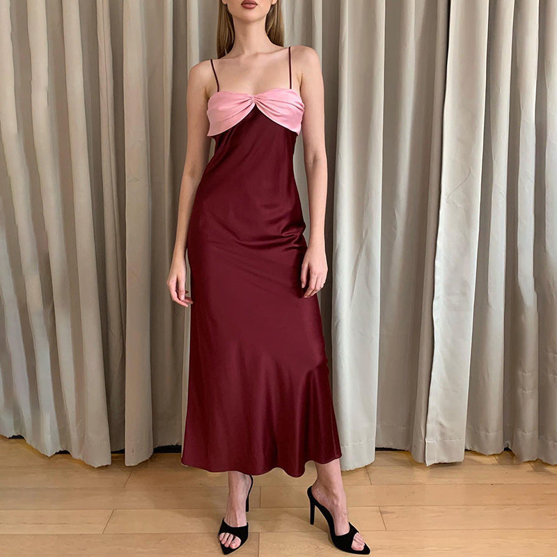 Dame Satin-Maxikjole med elegant Bustier-optik Stilla