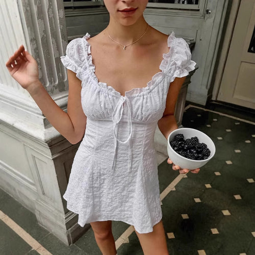 Dame Sommerligt Minikjole med Ruffle-detaljer og justerbart stropdesign Stilla