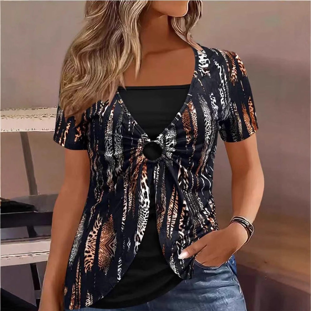 Dame Let top med mode ringdetalje Stilla