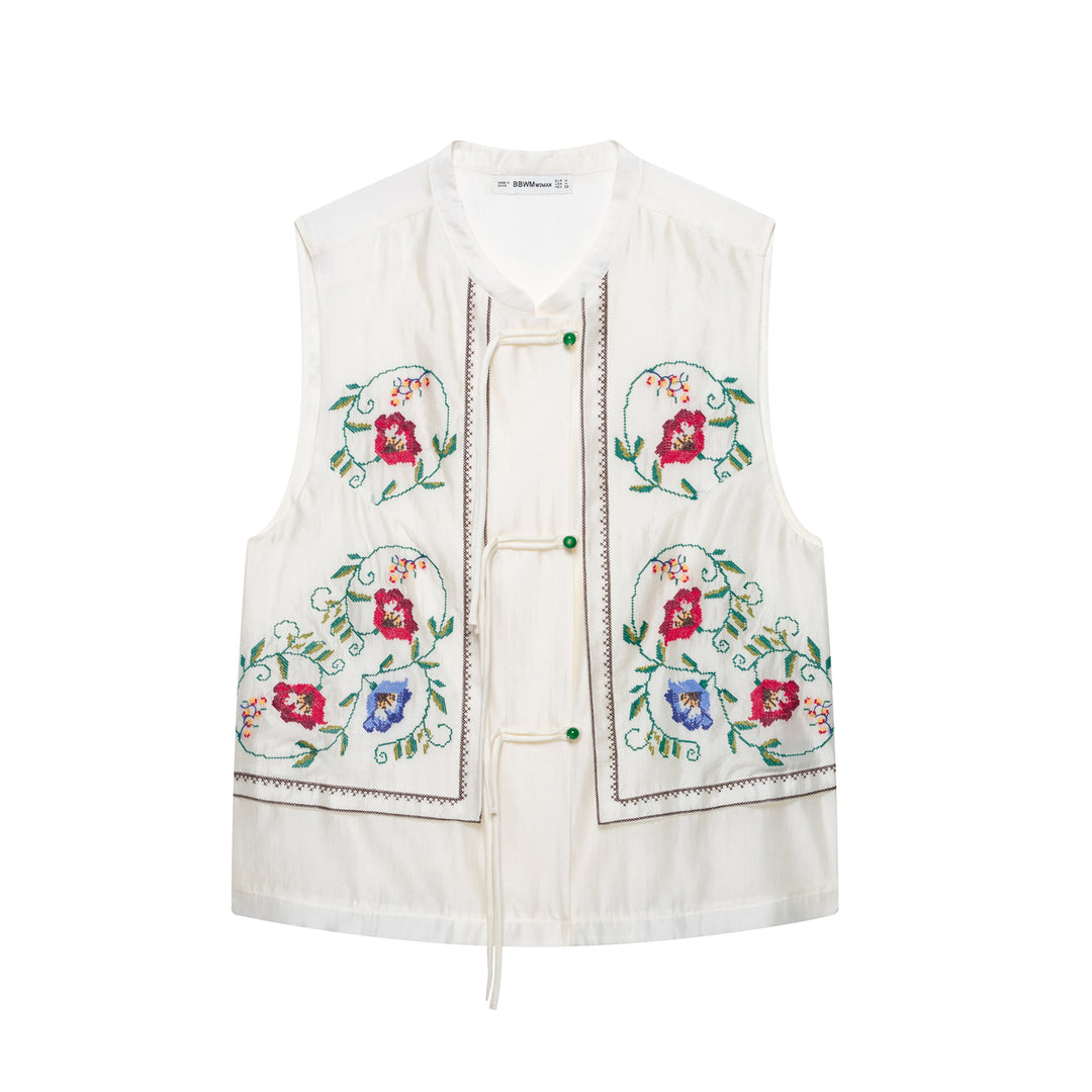 Femme Broderet Knap-Vest Stilla