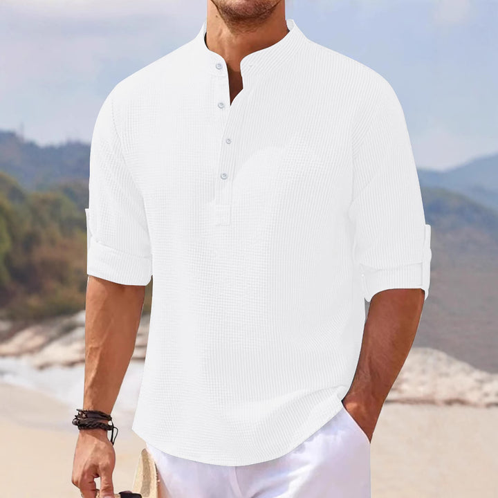 Herre Kortærmet Henley-Shirt med struktureret væv Stilla