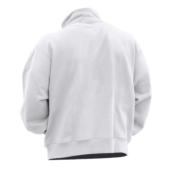 Herrer nan høj kvalitets sweatshirt med metal-halv lynlås, forstærket ståkrave og diskret brystpaspel Skovae