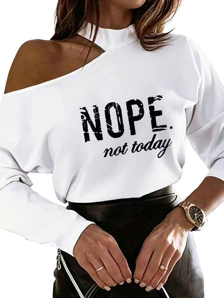 Dame Off-Shoulder T-shirt med Statement-Print Stilla