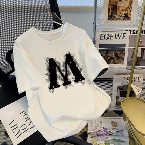 Dame T-shirt med kreativ røgmotiv og afslappet snit Stilla