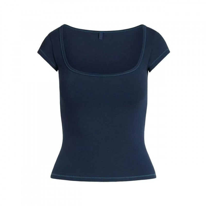 Dame Fitted Kvadrat-Hals T-Shirt Stilla
