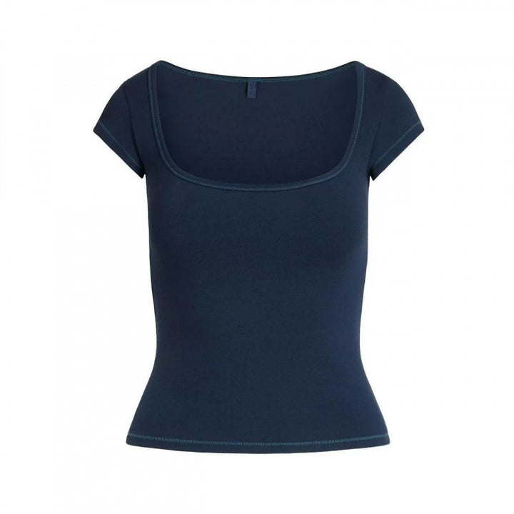 Dame Fitted Kvadrat-Hals T-Shirt Stilla