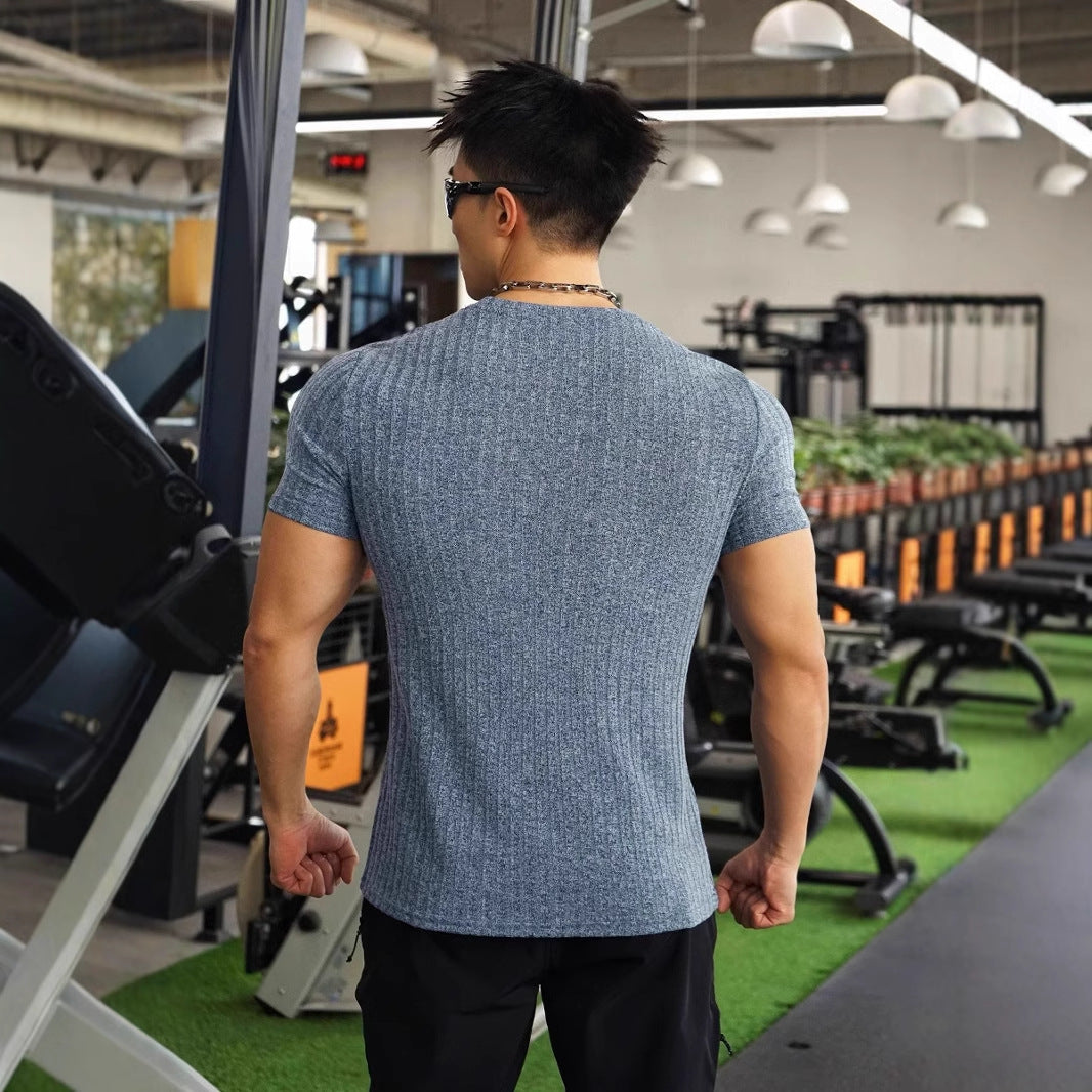 Herrer Sportligt Kompressionsoverdel med struktureret Design Stilla