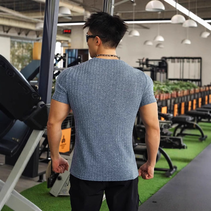 Herrer Sportligt Kompressionsoverdel med struktureret Design Stilla