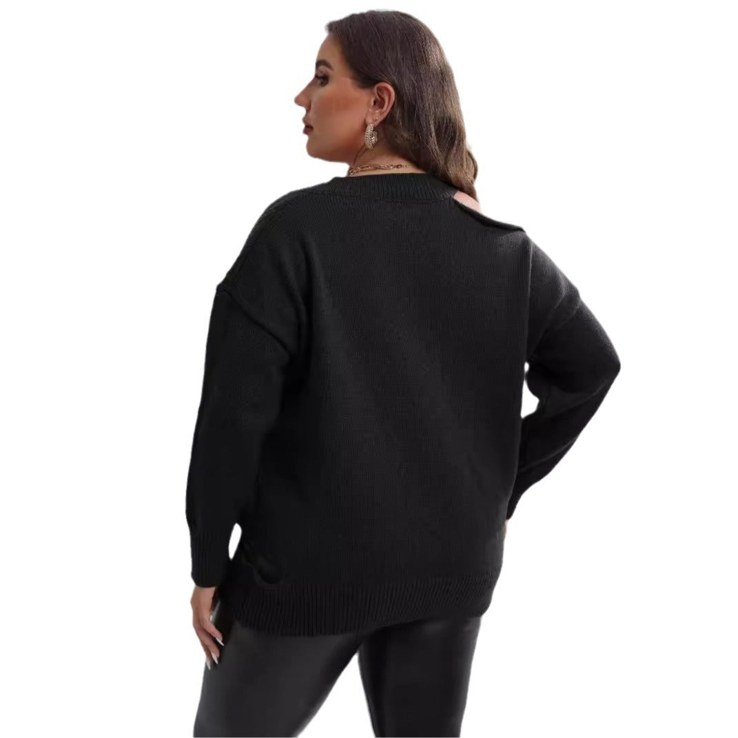 Damer afslappet sweater med elegant V-hals og struktureret design Stilla