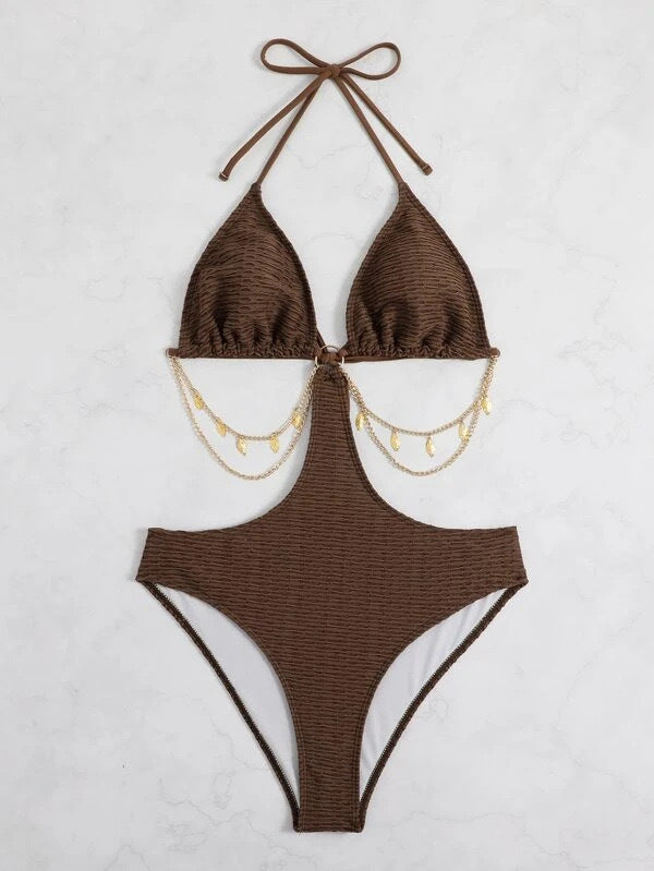 Dame Cut-Out Detalje Trekants Bikini Sæt Stilla