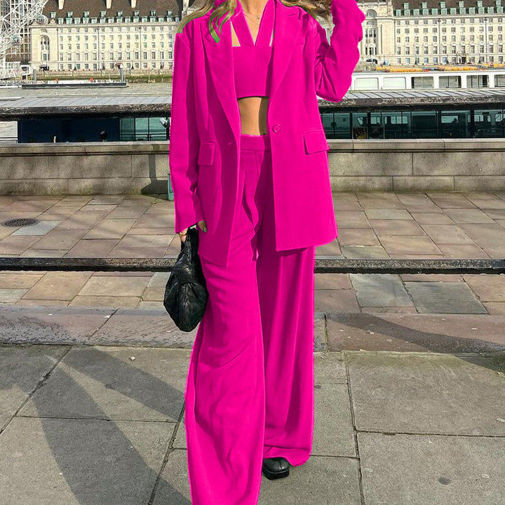 Dame Mode Sæt med Vid Blazer og Cropped Top Skovae