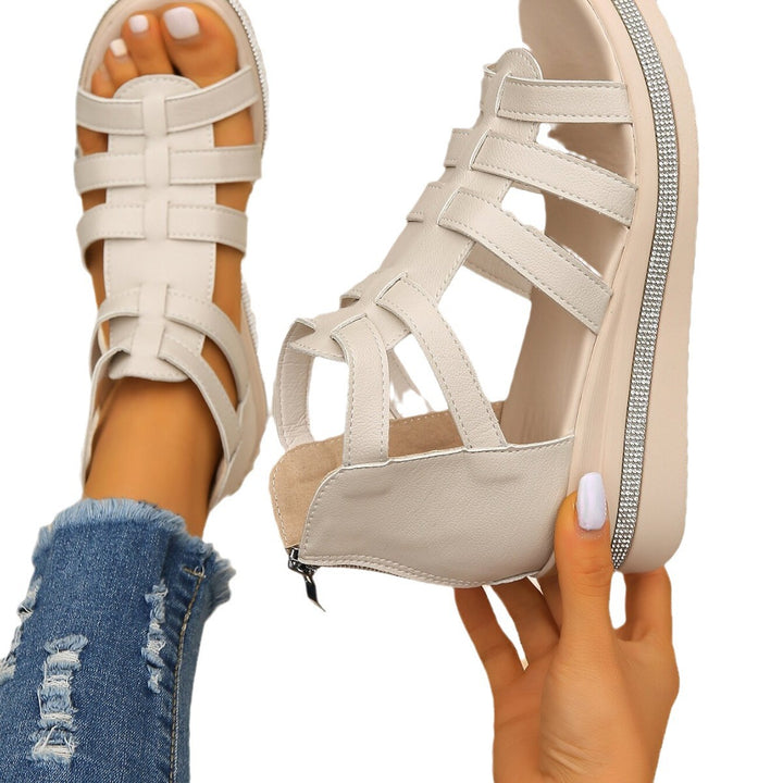Dame Wedge-sandaler med justerbare stropper og glitrende accentstriber Stilla