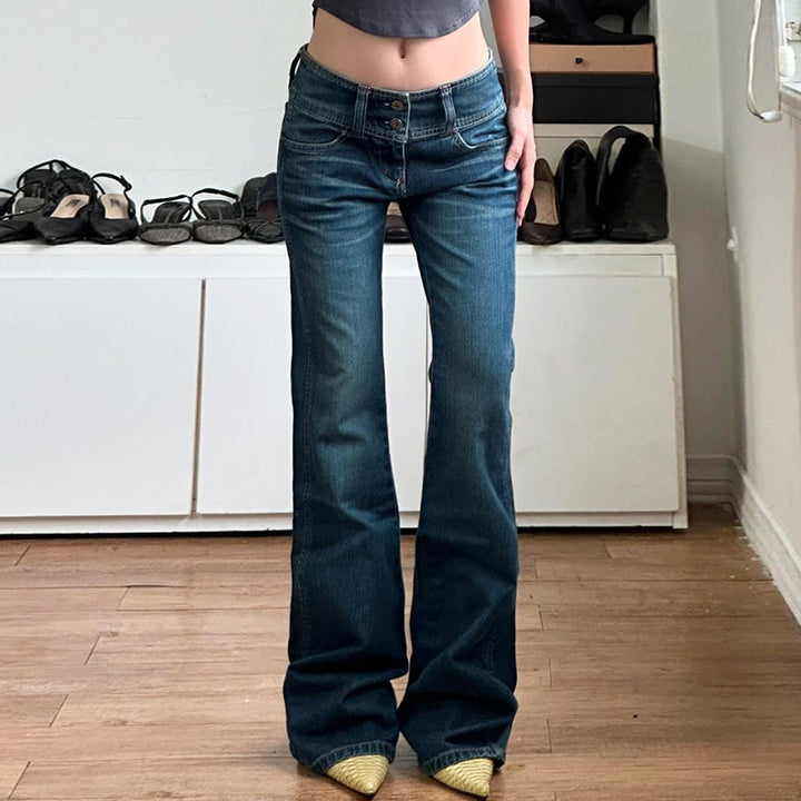 Dame Bootcut Jeans med høj talje og sidelommer Skovae