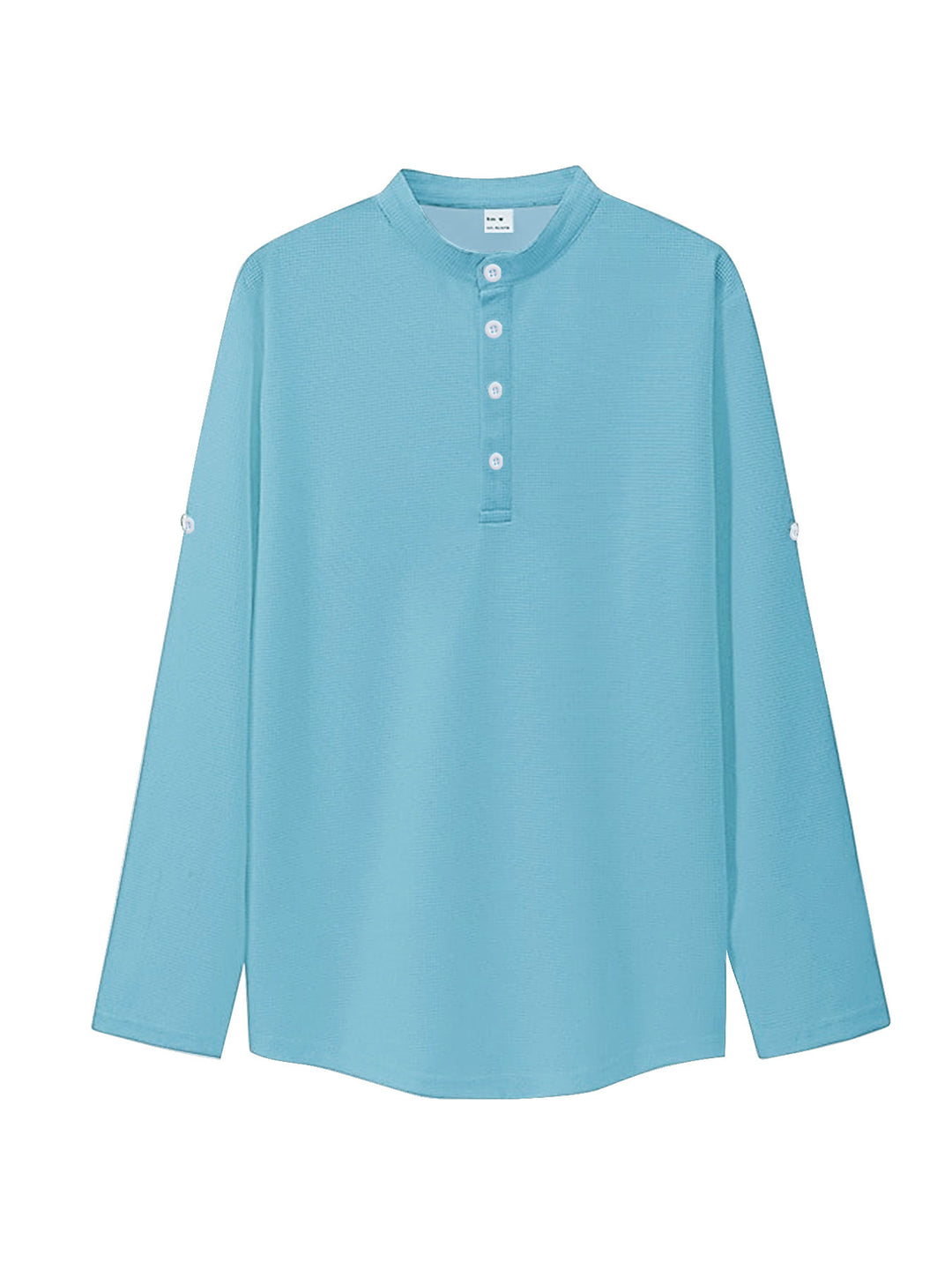 Dame nan oversized Langarm-Henley med ståkrave vaffelstruktur og ærmesikring Skovae
