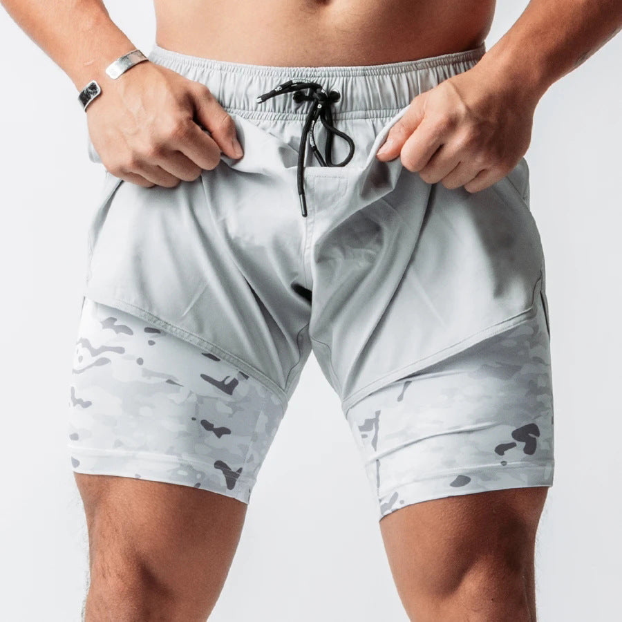 Herrer Åndbare Træningsshorts med indbygget kompressionsundertøj og elastisk talje Stilla