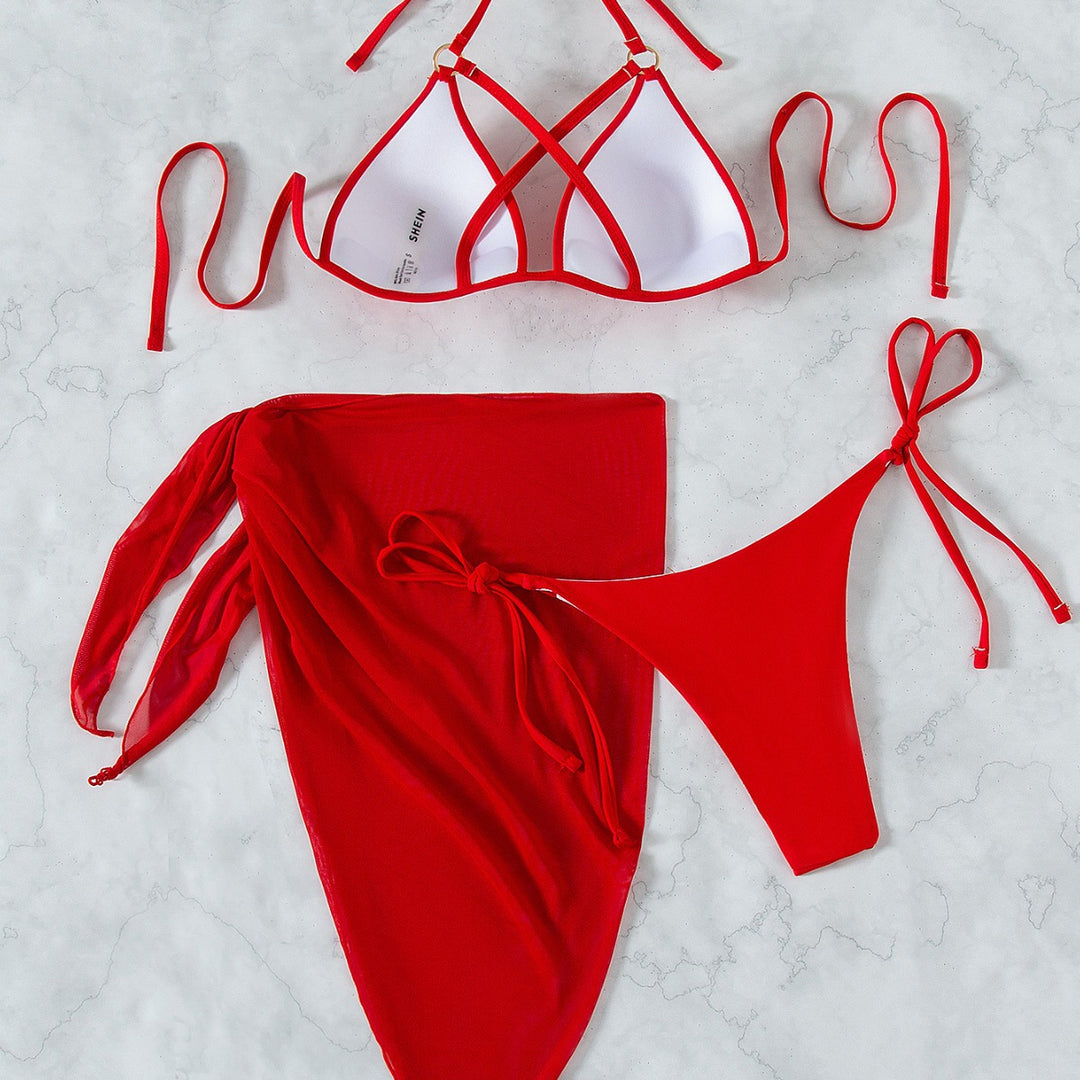 Dame Triangel-Bikini med indpakningsskørt Skovae
