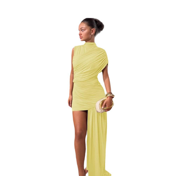 Damernes couture mini kjole med asymmetrisk skæring og draperinger Skovae